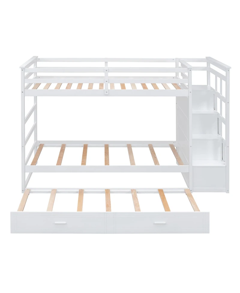 Streamdale Twin Over Bunk Bed With Trundle And Staircase, White