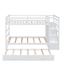 Streamdale Twin Over Bunk Bed With Trundle And Staircase, White