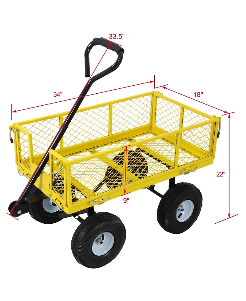 Streamdale Steel Garden Cart with Removable Sides, 3 Cu Ft, 550 Lb
