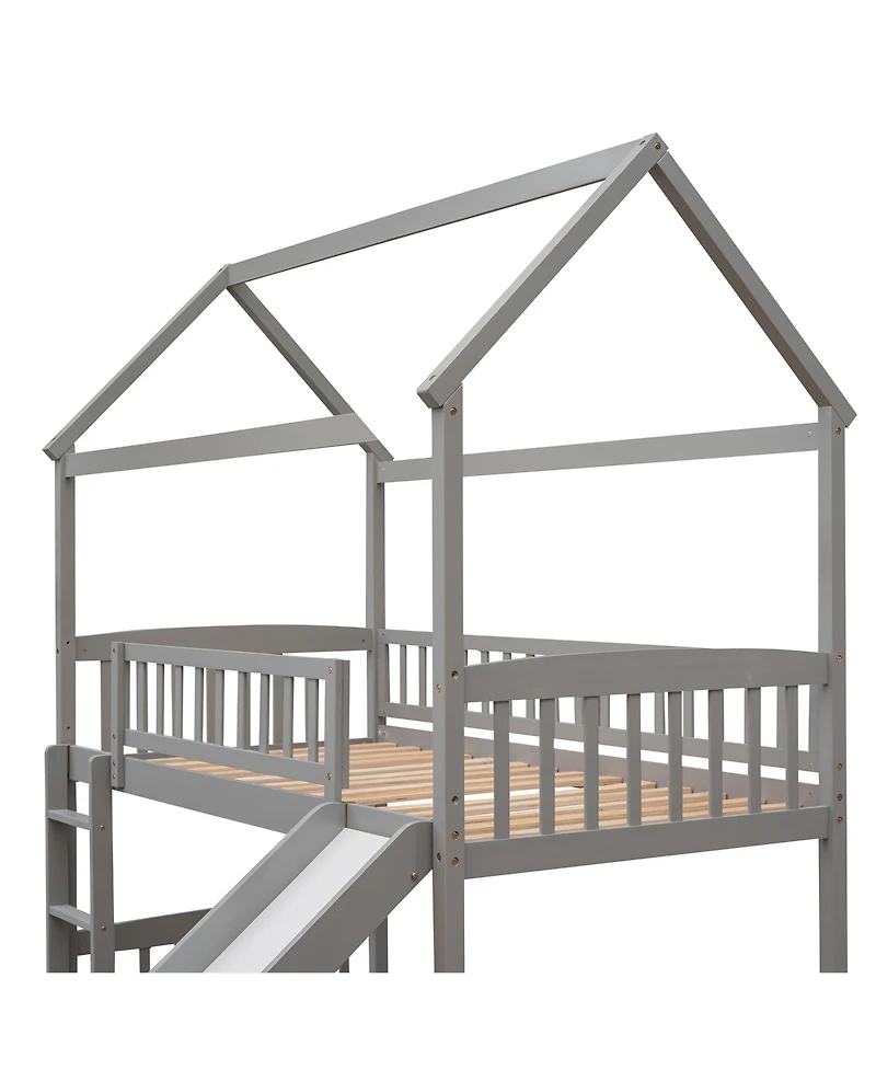 Streamdale Twin Loft Bed With Slide, House Slide