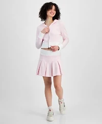 Madden Girl Juniors Zip Up Hoodie Pleated Mini Sweat Skirt