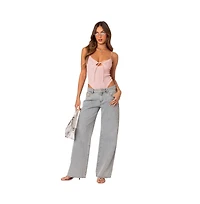Women's Bow pocket relaxed jeans