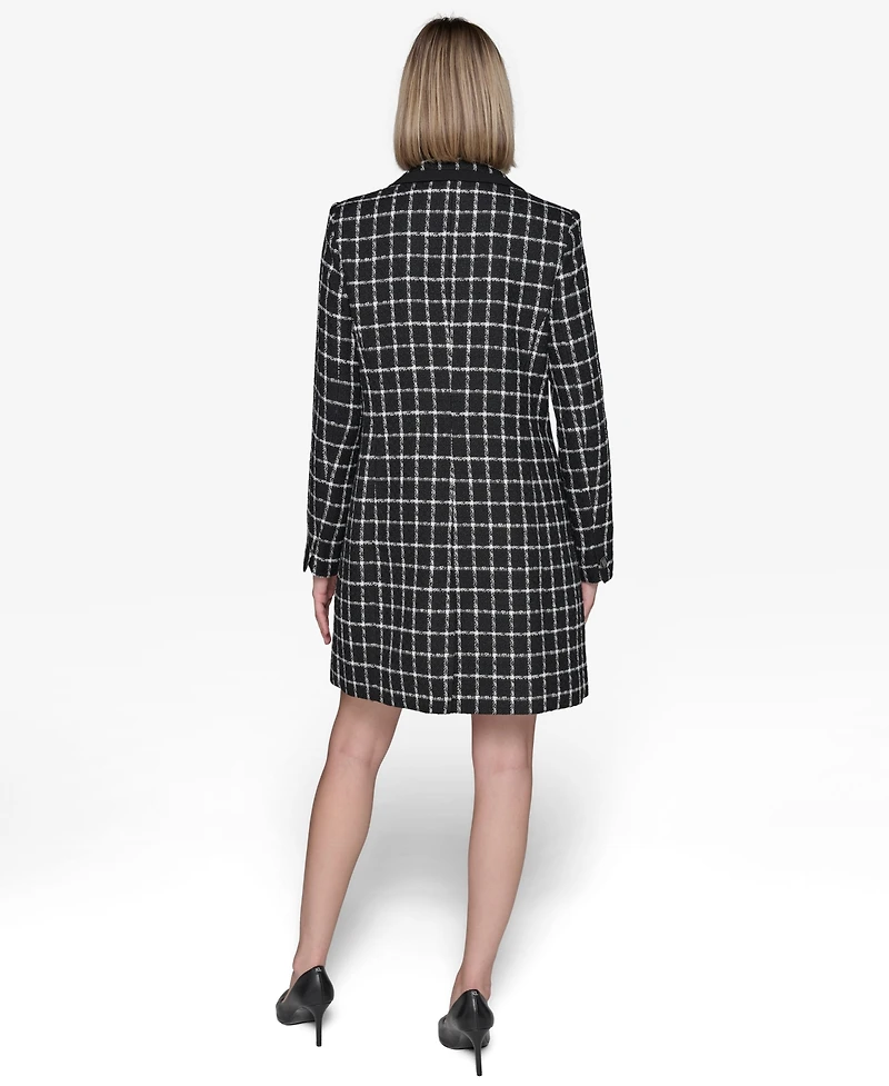 Karl Lagerfeld Paris Women's Windowpane Topper Jacket