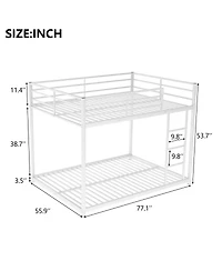 Streamdale Full Over Metal Bunk Bed, Low Bed With Ladder