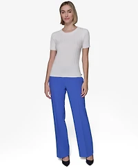 Karl Lagerfeld Paris Women's Ribbed Short-Sleeve Sweater