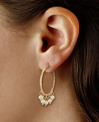 Macy's White Pearl (3mm) Drop Hoop Earrings in 14k Yellow Gold