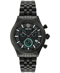 Versace Unisex Swiss Chronograph Hellenyium Black Ion Plated Bracelet Watch 40mm