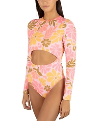 Hurley Juniors' Isola Printed Cut-Out Back Zip Surf Suit