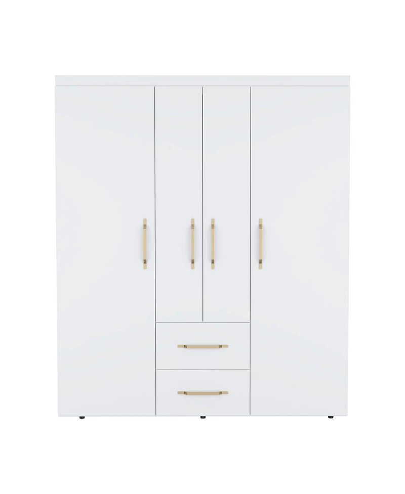 Valier Wardrobe, Deluxe Armoire with Multiple Storage Options and Metal Accents, Black