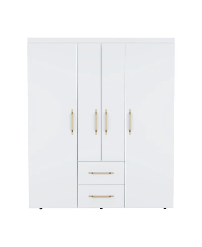 Valier Wardrobe, Deluxe Armoire with Multiple Storage Options and Metal Accents, Black