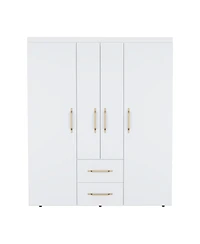 Valier Wardrobe, Deluxe Armoire with Multiple Storage Options and Metal Accents, Black
