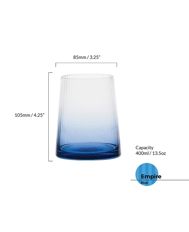 Anton Studio Designs Empire Blue Double Old Fashioned Tumblers, Set of 2