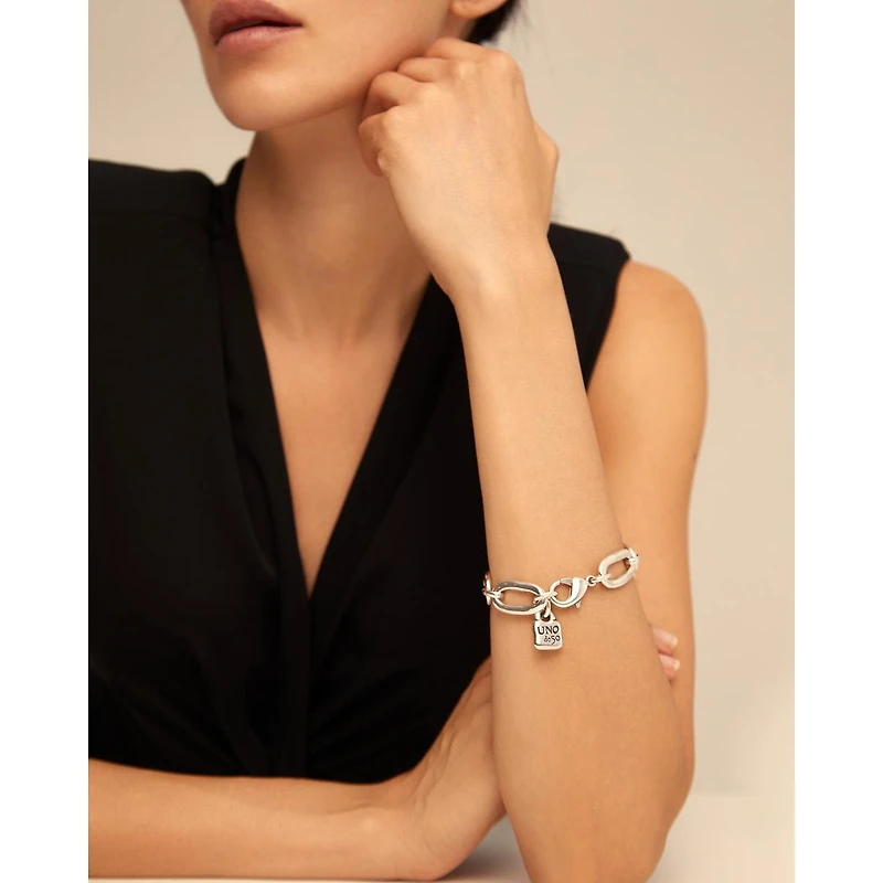 UNOde50 Sterling Silver and 18k Gold Plated Oval Links Bracelet