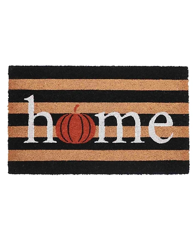 Vcny Home Pumpkin Stripe Halloween Coir Outdoor Doormat, 18" x 30"