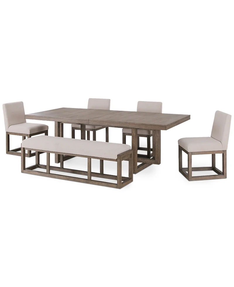 Portmore 6 Pc Rectangular Set (Table, 4 Side Chairs & Bench), Created for Macy's