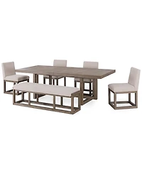 Portmore 6 Pc Rectangular Set (Table, 4 Side Chairs & Bench), Created for Macy's