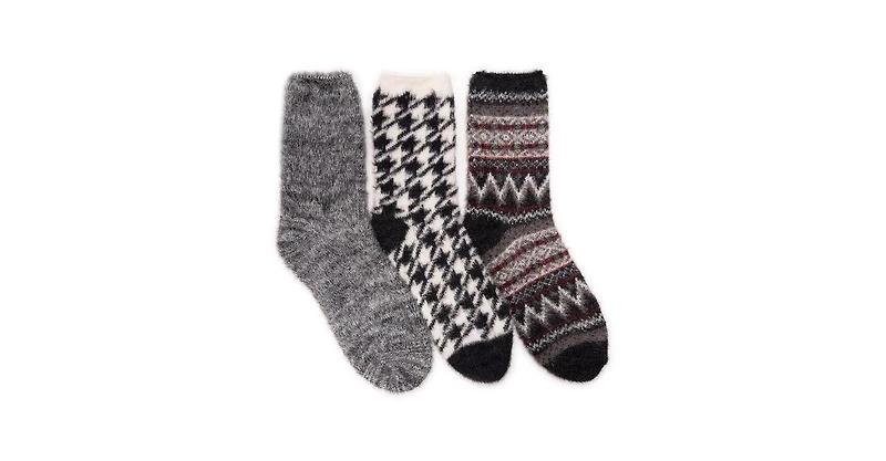 Muk Luks Women's Set of 3 Fuzzy Yarn Socks