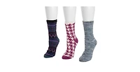 Muk Luks Women's Set of 3 Fuzzy Yarn Socks-
