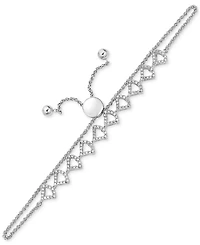 Diamond Openwork Curved Link Bolo Bracelet (1/2 ct. t.w.) in 10k White Gold