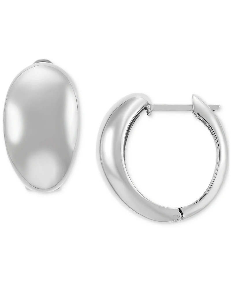 Small Polished Graduated Huggie Hoop Earrings in Sterling Silver, 7/8"