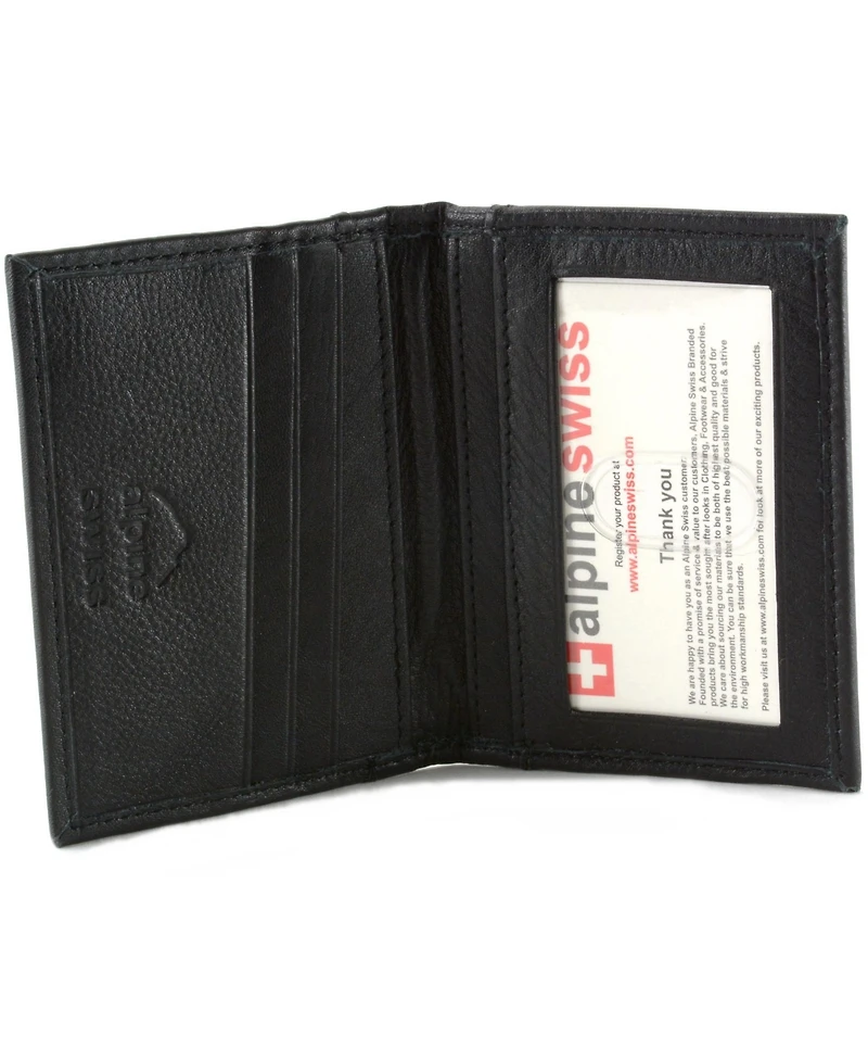 Alpine Swiss Thin Front Pocket Wallet Business Card Case 2 Id Window 6 Card Slot