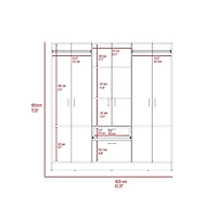 Kibo 6 Doors Armoire, One Drawer, Rod, Seven Interior Shelves, Black / White