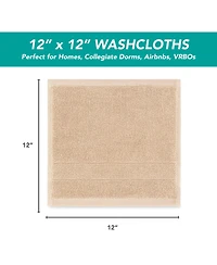 Arkwright Home Family Essentials Washcloths (Pack of 12), 12x12, Cotton
