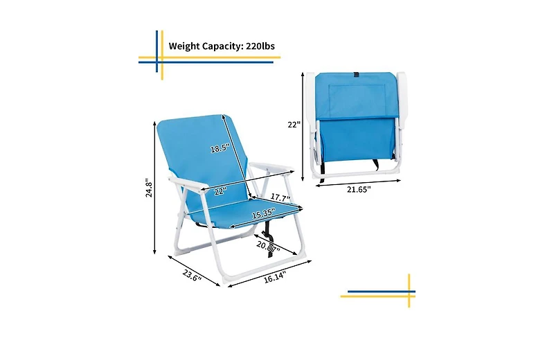 Load-Bearing 100kg Blue Oxford Cloth Beach Chair – Lightweight White Iron Frame Folding Chair