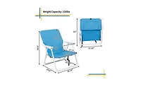 Load-Bearing 100kg Blue Oxford Cloth Beach Chair – Lightweight White Iron Frame Folding Chair