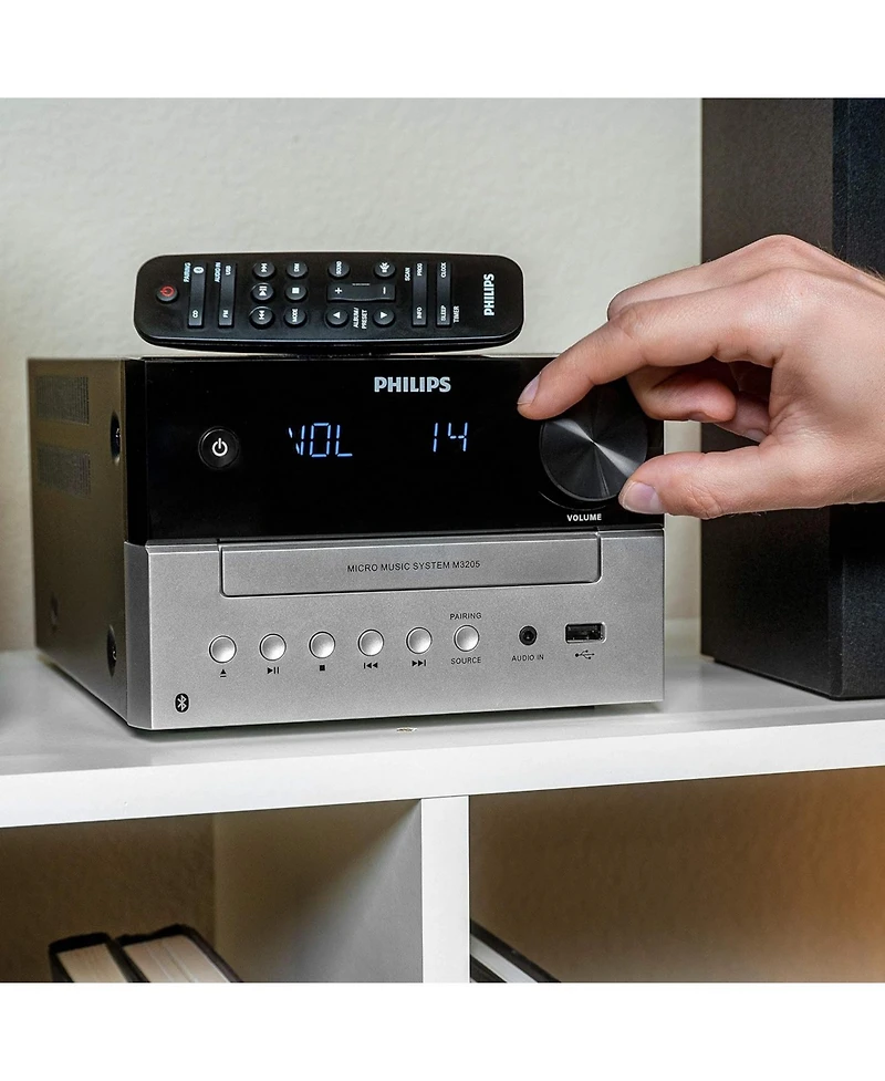 Philips Stereo Shelf System Cd Player with Bluetooth, Usb & Aux Input, Rich Sound & Bass, Fm Radio, Lcd Display, Remote Control, Sleek Design