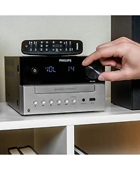 Philips Stereo Shelf System Cd Player with Bluetooth, Usb & Aux Input, Rich Sound & Bass, Fm Radio, Lcd Display, Remote Control, Sleek Design