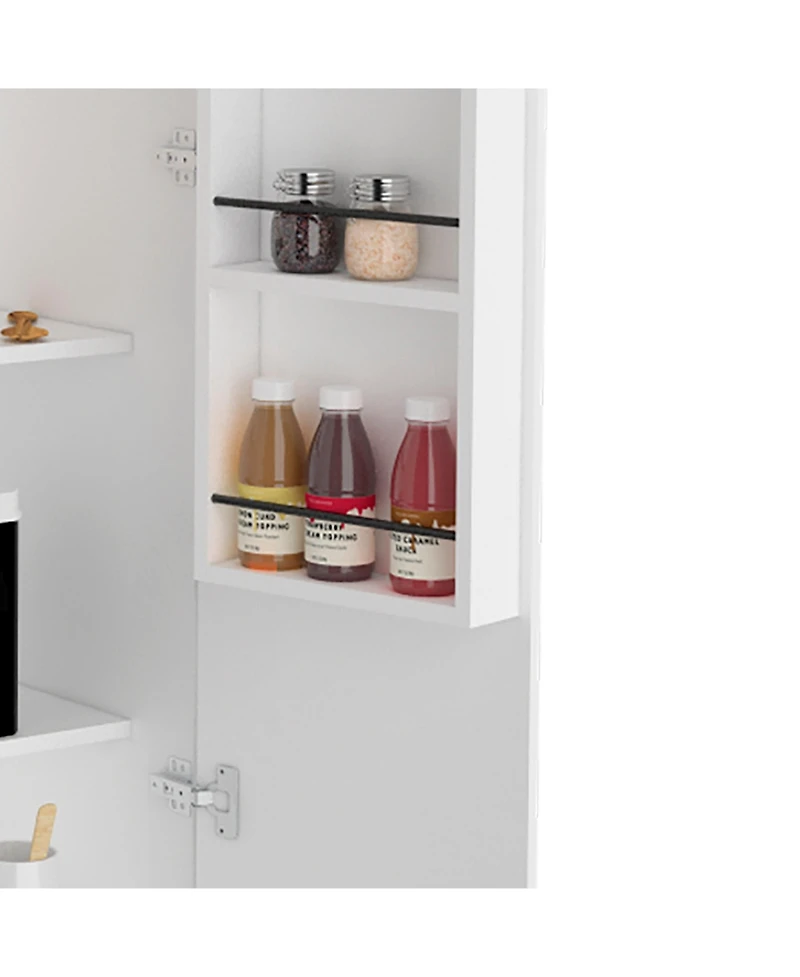 Chad Pantry Double Door Cabinet, Five Shelves,Three Interior Door Shelves, White