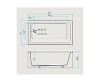 gaomon 60 Inch Acrylic Rectangular Alcove Soaking Bathtub, Rectangle 60-Inch x 32-Inch Alcove Bath with Integral Apron, Integral Flange and Left Hand