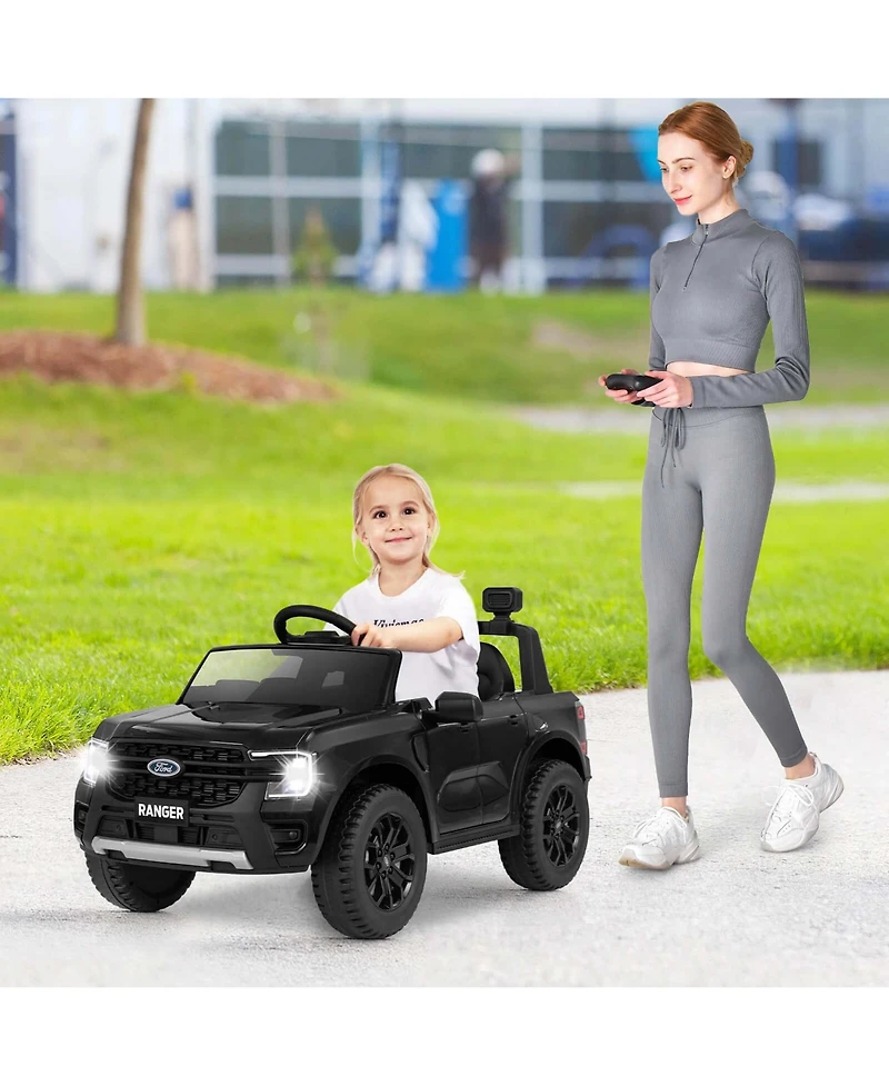 Costway 12V Licensed Ford Ranger Kids Ride on Car with Remote Control Storage Basket