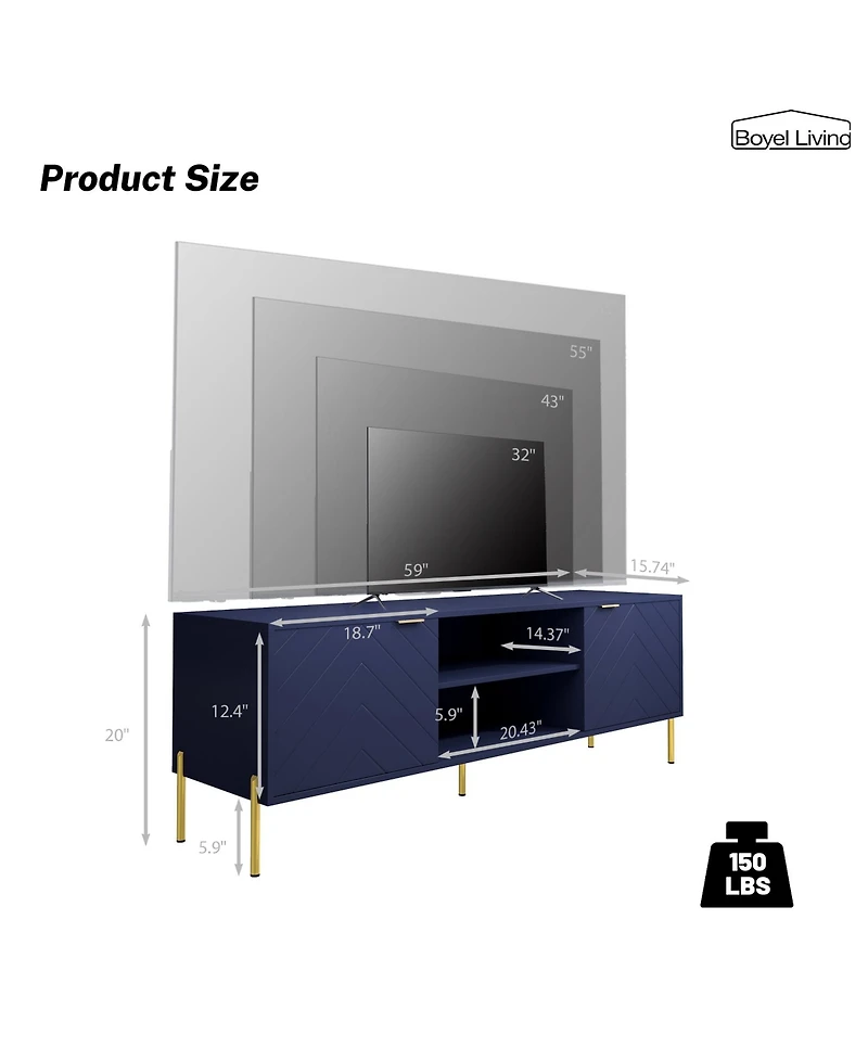 Unique Herringbone Design Multifunctional Tv Stand With Led Light