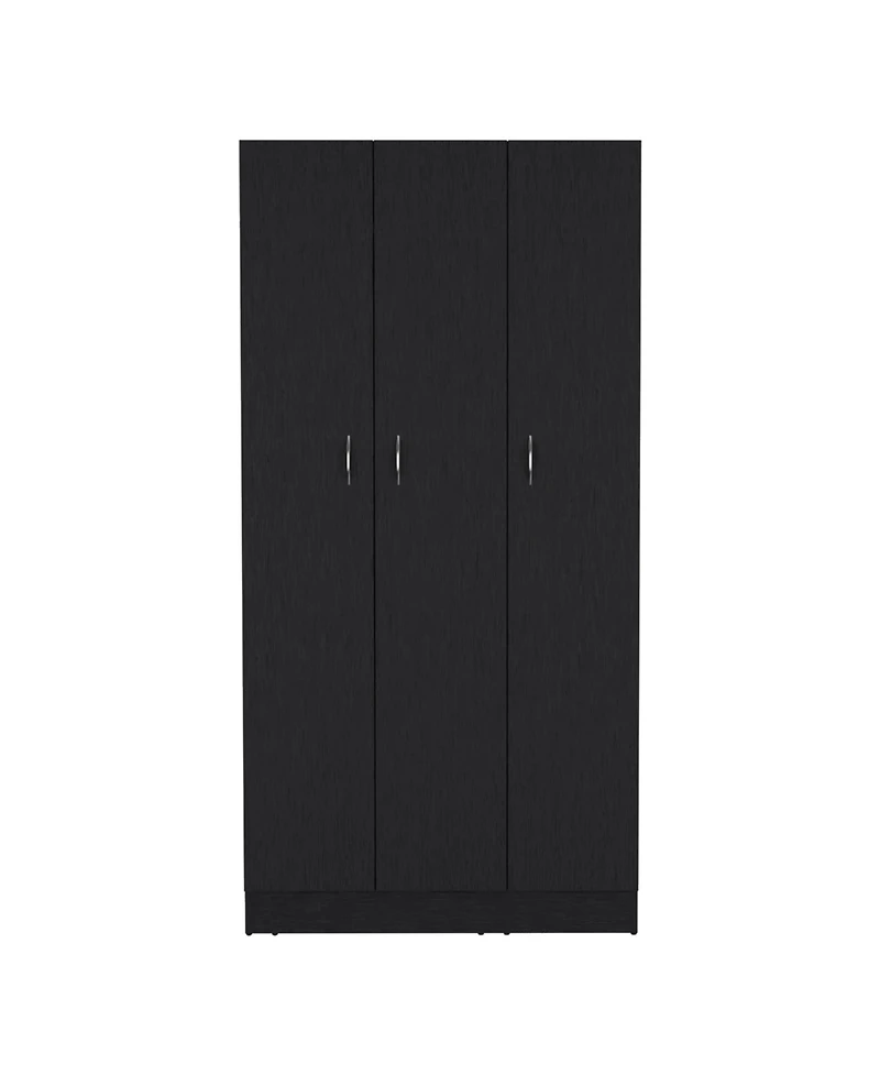 Westbury Wardrobe Armoire with 3-Doors and 2-Inner Drawers, Black