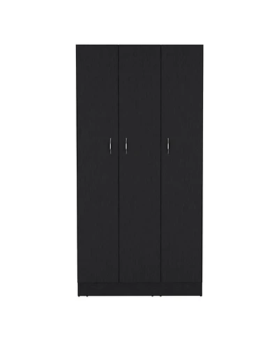 Westbury Wardrobe Armoire with 3-Doors and 2-Inner Drawers, Black