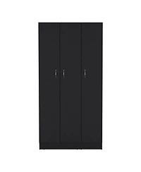 Westbury Wardrobe Armoire with 3-Doors and 2-Inner Drawers, Black