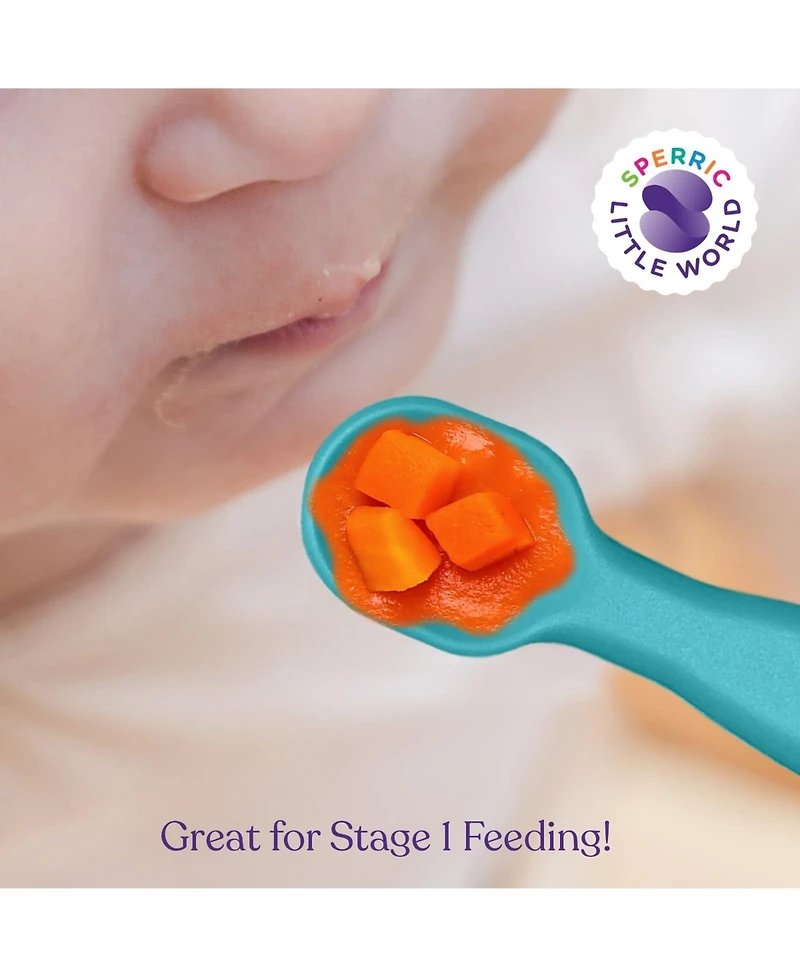 Sperric Silicone Baby Spoons First Stage Baby Feeding Spoons Stage 1 and Stage 2-4pcs (Green & Blue)