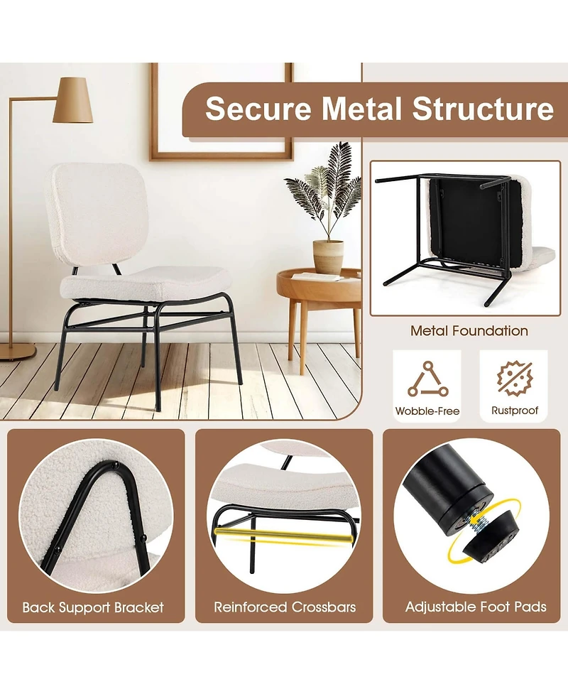 Costway 1 Pcs Upholstered Accent Chair with Sponge Padding Adjustable Foot Pads & Metal Frame