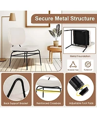 Costway 1 Pcs Upholstered Accent Chair with Sponge Padding Adjustable Foot Pads & Metal Frame