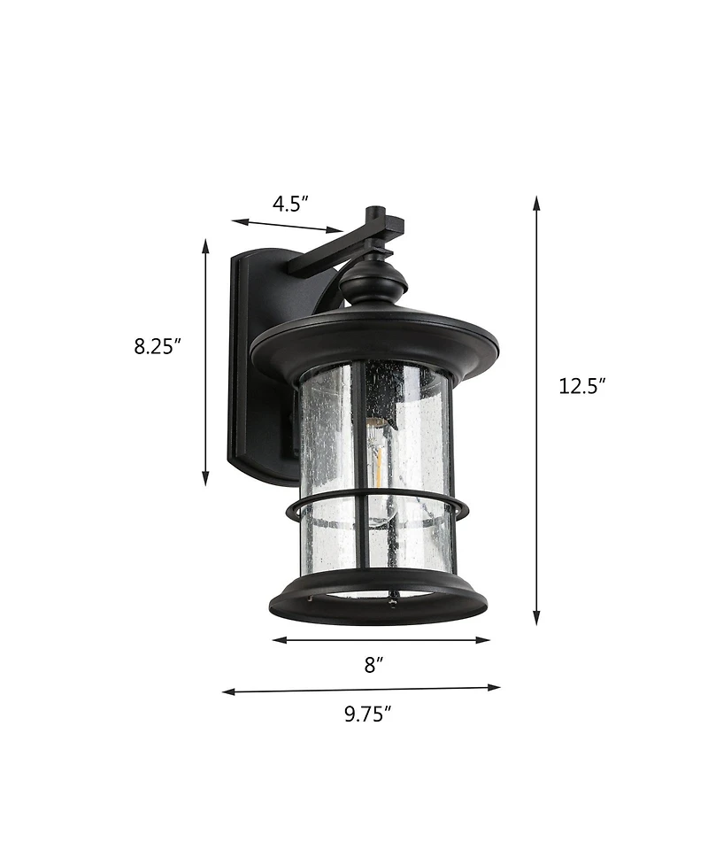 Flynama 1 Waterproof Outdoor Wall Light, Clear Glass Sheet Outdoor Wall Light, Matte Black