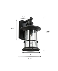 Flynama 1 Waterproof Outdoor Wall Light, Clear Glass Sheet Outdoor Wall Light, Matte Black
