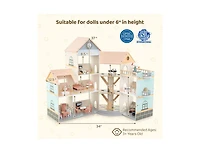 Hongge Wooden Corner Dollhouse Playset with 41 Pieces Accessories for Kids 3+ Years Old