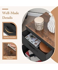 Gymax 2PCS Fabric Bedside Table 2 Drawers Nightstand Small Dresser Bedroom Living Room
