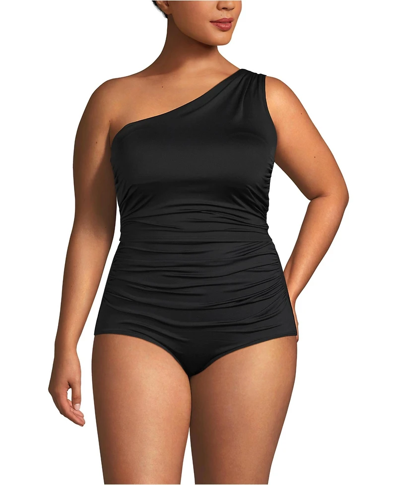 Lands' End Women's Ruched One Shoulder Midkini Top