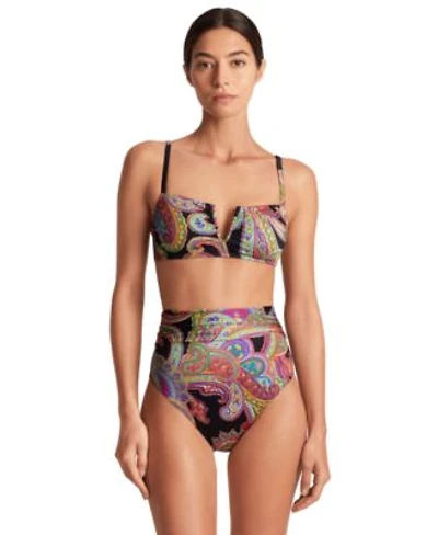 Lauren Ralph Lauren Womens Paisley U Wire Bikini Top High Waist Bottoms