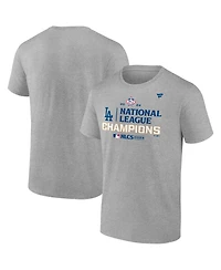 Fanatics Men's Heather Gray Los Angeles Dodgers 2024 National League Champions Locker Room T-Shirt