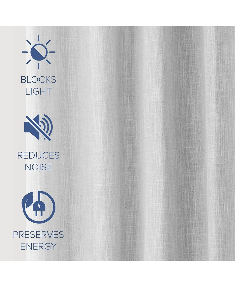 Linen Texture Blackout Grommet Curtains Pair(2 Panels