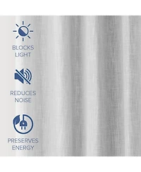 Linen Texture Blackout Grommet Curtains Pair(2 Panels